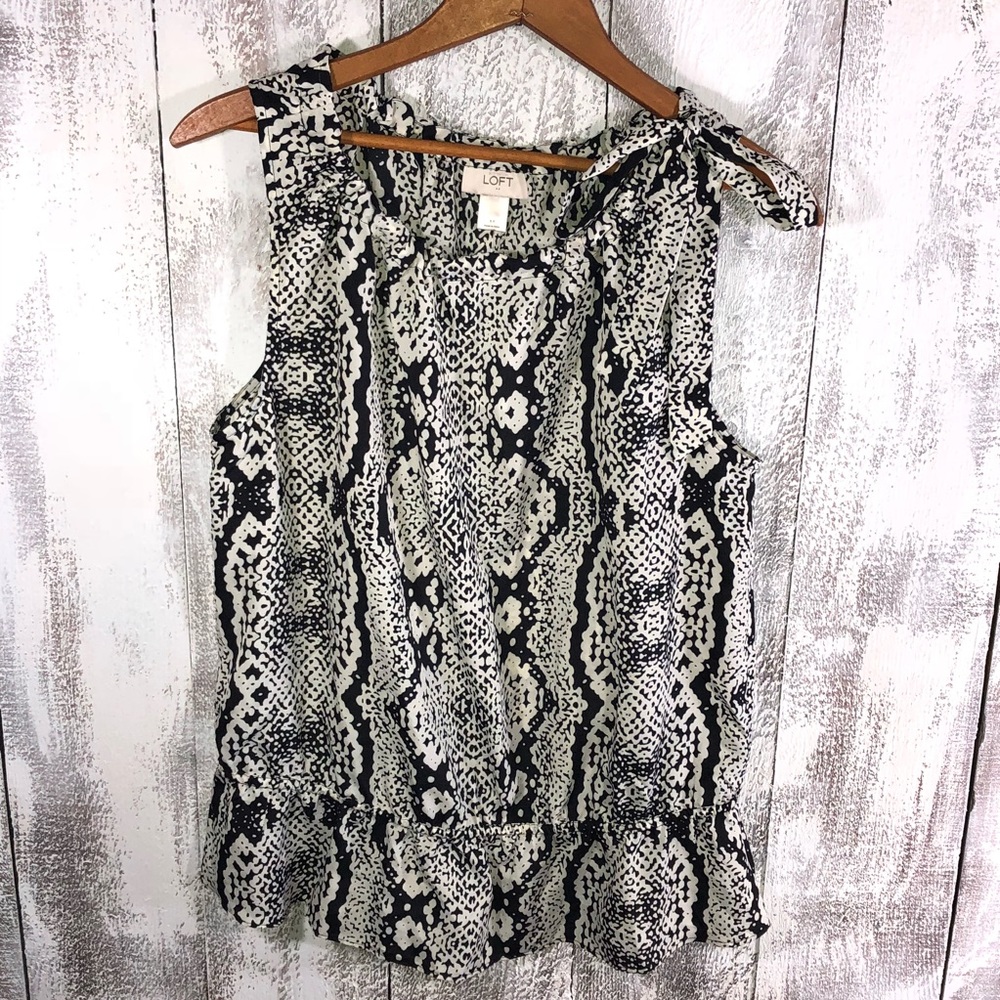Loft Black and White Medium Blouse